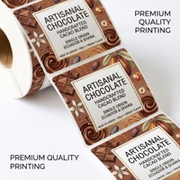 Étiquettes personnalisées en rouleau de qualité alimentaire avec barrière imperméable et résistante à l'huile pour emballages de barres de chocolat, décalcomanies pour emballages extérieurs