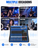 Console de mixage audio professionnelle 8 canaux avec Bluetooth, lecteur MP3 USB, alimentation fantôme 48V et égaliseur 3 bandes pour scène, KTV et système de sonorisation