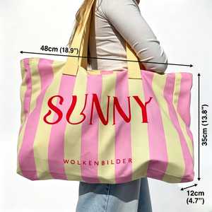 Bolsa de <span class=keywords><strong>Playa</strong></span> <span class=keywords><strong>XL</strong></span> Shopper, Elegante, con Estampado Digital a Rayas, de Lona, con Cierre de Cremallera, Asa para Llevar al Hombro, 48x35x12cm - Product Image 2