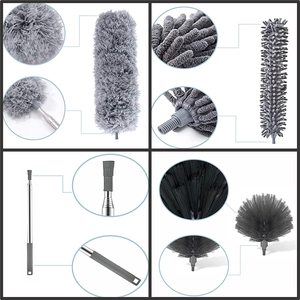 Mini-plumeau en microfibre écologique avec perche télescopique de 30 à 100 pouces, brosses de nettoyage pliables et lavables - Product Image 5