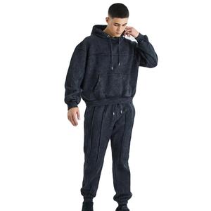 Survêtements surdimensionnés à épaules tombantes de haute qualité personnalisés, lavage à l'acide, 100% coton molletonné, dernier design, logo personnalisé, survêtements pour hommes - Product Image 1
