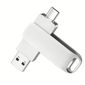 แฟลชไดร์ฟโลโก้สั่งทำ 256GB USB 3.0 แบบหมุนได้ วัสดุโลหะ  ดิสก์อเนกประสงค์ ชนิด Type C สำหรับโทรศัพท์มือถือ มีตัวเลือกความจุ 64GB 128GB - Product Image 1
