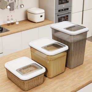 Boîte de rangement en plastique réutilisable grande et écologique avec couvercle à clapet transparent pour cuisine, bac à riz en PP de qualité alimentaire, organisateur sans BPA - Product Image 1