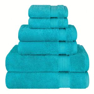 Juego de Toallas de Algodón Turco Cotton Paradise de 6 Piezas, de Secado Rápido, Súper Suaves y Absorbentes, Color Azul Agua, para Baño - Product Image 1