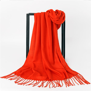 Écharpe en cachemire Écharpe en cachemire de couleur unie pour femme Automne et hiver Châle épais 200g - Product Image 5