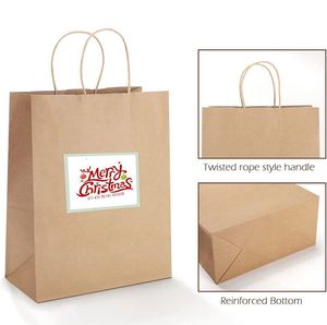 Sacs à emporter en papier kraft recyclé, sacs fourre-tout personnalisables avec poignée, pour la promotion, les supermarchés et les épiceries - Product Image 3