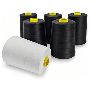 Tái Chế <span class=keywords><strong>30S</strong></span> 100% <span class=keywords><strong>Polyester</strong></span> Vòng <span class=keywords><strong>Spun</strong></span> Sợi Độ Kiên Trì Cao Nguyên Trắng Đen Cho Công Nghiệp Túi Đóng Cửa Chủ Đề Bao May Sợi - Product Image 1