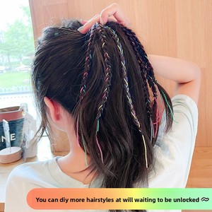Queue de cheval tressée pour femme, style Y2K, longue, torsadée, haut de gamme, colorée, avec bande élastique, résistante à <span class=keywords><strong>la</strong></span> chaleur - Product Image 4