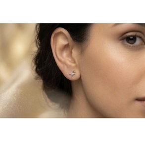 Pendientes de Estrella Celestial de Oro de 14K de Lujo con Diamantes Cultivados en Laboratorio, Joyería Fina para Mujer - Product Image 1