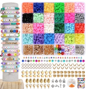 DIY Craft Kit 4000 Pcs Clay Beads Kit Jewelry Making Flat Polymer Clay Beads Set