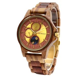 OEM деревянные часы с логотипом на заказ, японский хронограф, механизм, деревянное внутреннее кольцо тени, циферблат, Роскошные Кварцевые деревянные часы для мужчин