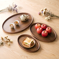 Plateau de service ovale multifonctionnel en bois de noyer, style chinois moderne, durable, pour boissons, aliments, décoration de la maison