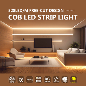 Tira de luz LED COB de 12/24V con 528 LEDs, tiras LED COB flexibles de 10 mm para el hogar, cocina y pasillo - Product Image 5