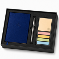 Set de Regalo Empresarial Personalizado, Cuaderno de Cuero PU, Notas Adhesivas, Impresión por Grabado, Kit de Papelería Corporativa Personalizada para Oficina