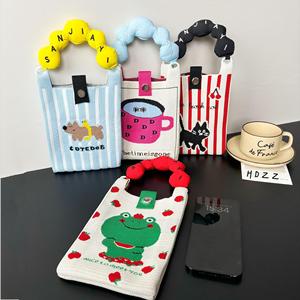 Luxe Ins Nieuwe Mobiele Telefoon Tas met Deksel Schattig Cartoon Gebreid Niche Design Trendy Schoudertas Crossbody Lente 2024 - Product Image 1