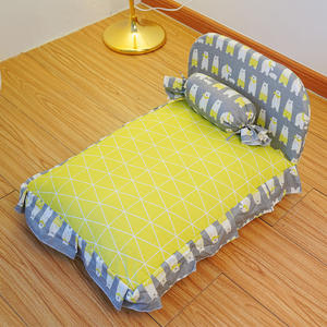 유럽식 테디 애완 동물 사육장 개 소파 소형 중형 개를위한 대형 이동식 빨 공주 침대 봉제 소재로 제작 - Product Image 5