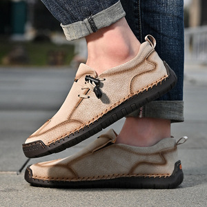 Mocassins pour hommes en PU à bout rond, à enfiler, semelle en caoutchouc, doublure en peluche, motif uni, toutes saisons, tendance mode - Product Image 4