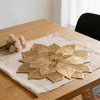 Napperons de table jetables en PVC, antidérapants, imperméables, à motif floral, dorés, de luxe, lot de 6, personnalisables pour la maison, l'hôtel et les mariages