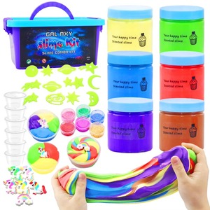 Beurre de modelage polymère à séchage à l'air, lot de 6, pâte à modeler DIY, pâte à jouer, kit de fabrication de slime lumineux et scintillant pour enfants - Product Image 1