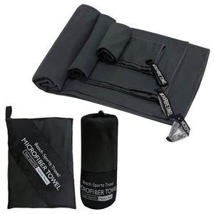 Ensemble de 3 serviettes de sport en microfibre personnalisées avec logo, tissées à carreaux, super absorbantes, séchage rapide, légères - Product Image 1