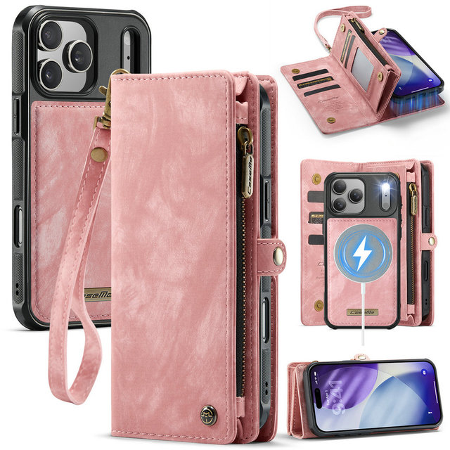 CaseMe PU Leather Case for iPhone 17 16 15 14 13 12 11 7 8 Plus Pro Max Wallet 2 in 1 Detachable Flip Cover for iPhone 17 Cases
