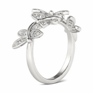 Anello Floreale a Forma di Libellula e Farfalla per Donne, Gioiello Scintillante di Lusso per Dito Indice - Product Image 3