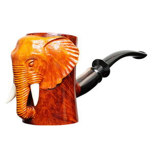 Muxiang Handmade Briarwood Pipe Carved <b>Elephant</b> Shape Bent Type Tobacco Pipe For Men - Product Image 5
