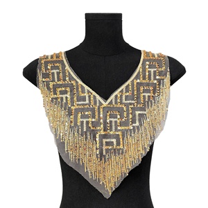 Quảng Châu Tùy Chỉnh Thêu Trims Ribbon Bazin Biên Giới May Trên DIY Rhinestone Đính Cườm Sequin Cổ Áo Cho Phi Nữ Ăn Mặc - Product Image 5