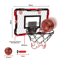 Meilleure vente : Mini-panier de basket d'intérieur pour enfants avec tableau de scores LED et balles, à fixer sur la porte