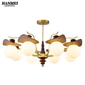 Plafonnier LED vintage de style français, lampe de chevet haut de gamme pour chambre principale, lampe de style japonais rétro pour restaurant, bois et fer - Product Image 1