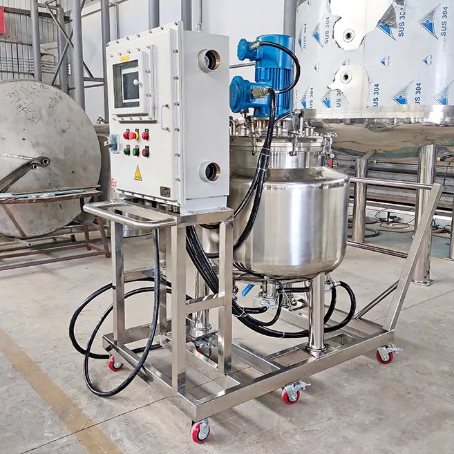 Cosmetic Emulsifying Homogenizer Tank Electric Heating Jacketed Stainless Steel Mixing Tank With Agitator