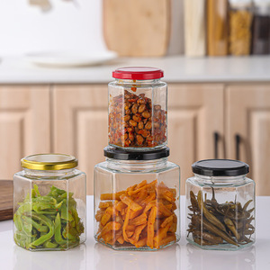 Nhà Máy Bán Buôn Lục Giác Lọ Thủy Tinh 45Ml 60Ml 85Ml 100Ml 180Ml 280Ml 380Ml 500Ml 730Ml <span class=keywords><strong>Glass</strong></span> Mật Ong Jar Với Nắp - Product Image 6