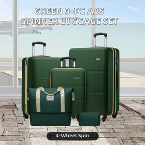 Ensemble de bagages à roulettes vert ABS 3 pièces de belle qualité bagage à main mignon avec 4 roues pivotantes bagages d'enregistrement - Product Image 3