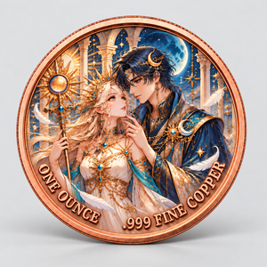 Moneda Conmemorativa de Amantes Estrellados con Impresión UV, Fundición de Cobre Puro .999 de 1 Oz, <span class=keywords><strong>Sol</strong></span> <span class=keywords><strong>y</strong></span> <span class=keywords><strong>Luna</strong></span>, Regalo de Arte Coleccionable al por Mayor - Product Image 1