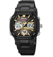 Skmei 2389 50m étanche étudiant multifonctionnel montre électronique sport tendance double affichage bracelet en silicone montre carrée