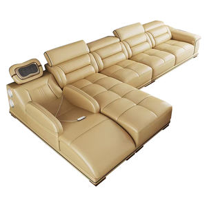 모던 마사지 가죽 모듈형 리클라이닝 섹셔널 소파 세트 (빌라 거실 가구용 소파베드 포함) - Product Image 5