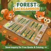 Jeu de Backgammon Pliable en Acrylique 25x20x4.5cm, Étui Transparent avec Design Vert et Doré, Ensemble de Jeu Portable de Luxe pour Vente en Gros