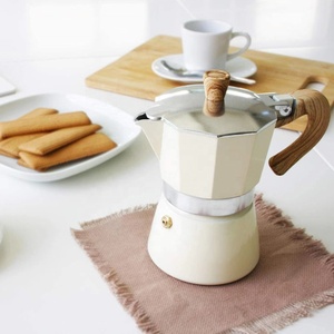 3/6 Espresso-Tassen Aluminium Espressokocher Moka-Kanne mit Holzmaserung-Griff - Product Image 6