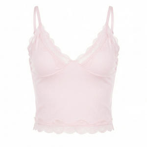 Viviblook Y26TP041 Nuevo Chaleco de Verano para Mujer, Top Corto Sexy sin Tirantes con Encaje, Top Corto de Color Sólido para Damas - Product Image 5