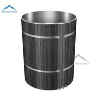 Baignoire Spa de Luxe Sensorielle Écologique pour Hôtels, en Bois Thermique Noir et Acier Inoxydable, pour Thérapie par le Froid, Capacité 1 Personne, 10 Jets, Extérieur