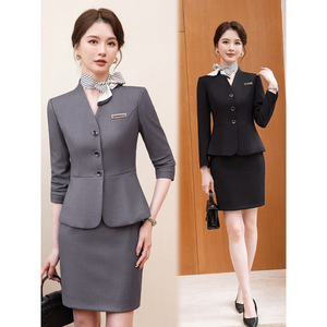Women's Professional Suit Set Long Sleeve Polyester Workwear For Office Hotel Beauty Salon Jewelry Store - Product Image 1