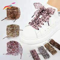 Lacets plats en mousseline de soie imprimé léopard de 2,5 cm pour baskets et chaussures décontractées – Vente en gros
