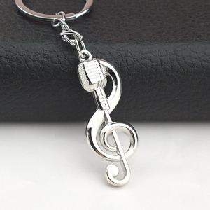 Wholesale Metal Music Note Microphone Shape Key‑ring Creative Music Symbol Keychain Souvenir For Music Studio Gift - Product Image 2