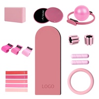 Kit d'accessoires de Pilates unisexe, couleur personnalisée, bande de résistance en tissu extensible, Magic Circle, bloc de yoga, anneau de Pilates, barre de gym, haltère
