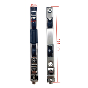 Schieberolle mit 2 Rädern, Nylon, Schwarz, 151mm, Edelstahl, für Schiebetüren aus gehärtetem Glas, SDT OEM - Product Image 1