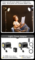 Ulanzi VL200Bi V-Mount COB Light Bi-Color 200W Lumière d'appoint vidéo pour studio photo et diffusion en direct 2700K-6500K