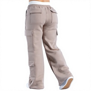 OEM High Elastic Solid Color Fitness Pants <b>Pockets</b>-Trendy Loose Straight Leg Quick Dry Breathable Versatile <b>Trousers</b> - Product Image 6