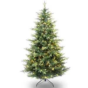 2024 Voorverlichte Sparren Kunstmatige Kerstboom Met Ul-Verlichting, Trendy Groene Kerstboom Huishouden