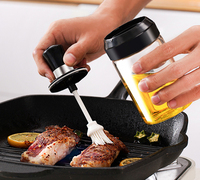 Ensemble de 3 bocaux en verre pour la cuisine, pour huile de cuisson, miel, épices, assaisonnements, avec cuillère, brosse et bâton d'assaisonnement