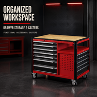 Banc de travail robuste pour mécanicien avec 7 tiroirs, chariot à outils en bois, personnalisation OEM/ODM/OBM pour garage et atelier